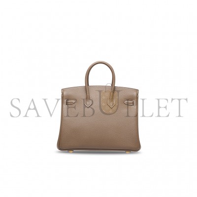 HERMES BIRKIN 25 EPSOM LEATHER MILK TEA GOLD BUCKLE HANDBAG 631655 (25*20*13cm)